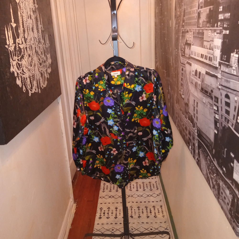L'AGENCE Black Floral Blouse
